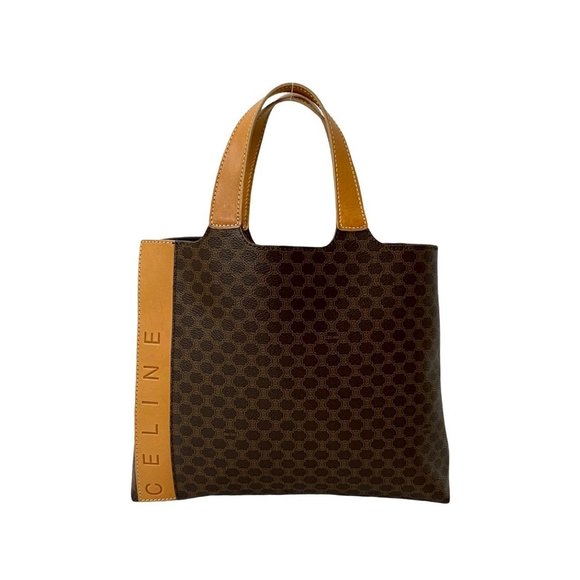 CELINE Vintage Brown Leather Tote Bag - Picture 1 of 10